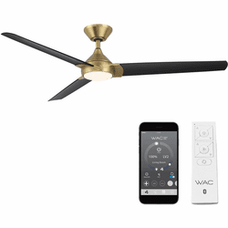 WAC Lighting F-088L-SB/MB Zelda Modern Soft Brass Matte Black LED Interior / Exterior 60" Home Ceiling Fan