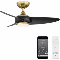 WAC Lighting F-094L-SB/MB Loft Contemporary Soft Brass Matte Black Indoor / Outdoor 38" Ceiling Fan