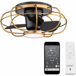 WAC Lighting F-096L-AB/MB Aella Modern Aged Brass Matte Black LED Interior / Exterior 22" Ceiling Fan