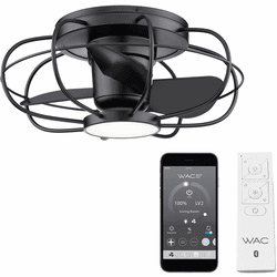 WAC Lighting F-096L-MB Aella Contemporary Matte Black LED Interior / Exterior 22" Home Ceiling Fan
