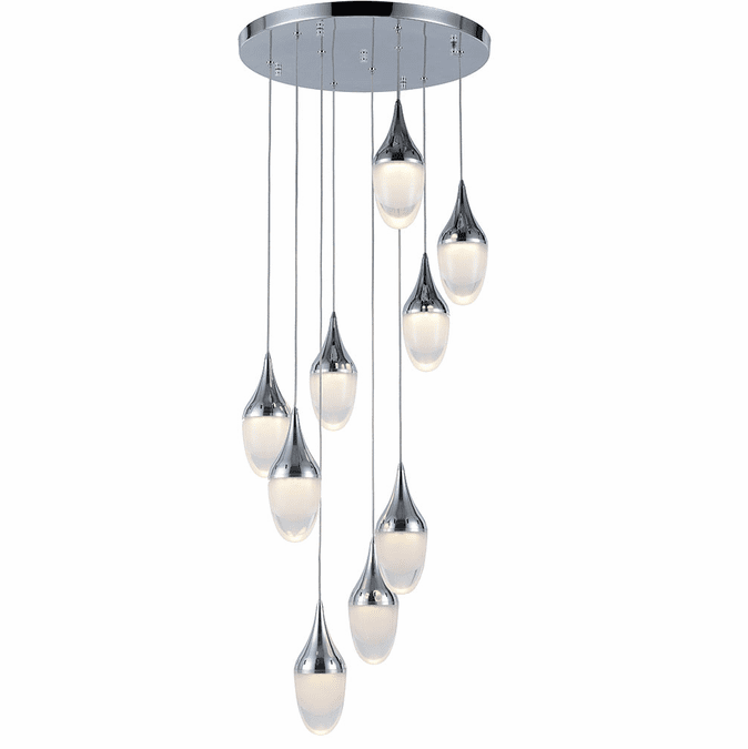 Worldwide FS838C18 Droplet Contemporary Polished Chrome LED Multi Drop Ceiling Lighting WOR