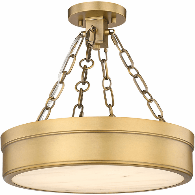 Z-Lite 1944SF15-RB-LED Anders Contemporary Rubbed Brass LED Semi-Flush Ceiling Light Fixture