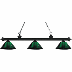 Z-Lite 200-3MB-ARG Riviera Matte Black Green Island Light Fixture