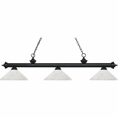 Z-Lite 200-3MB-AWL14 Riviera Matte Black Angle White Linen Island Lighting