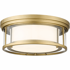 Z-Lite 426F16-OBR Willow Contemporary Olde Brass Exterior Flush Mount Light Fixture