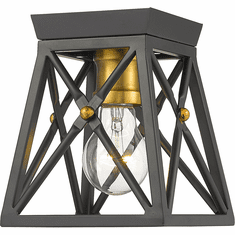 Z-Lite 447F1-MB-OBR Trestle Matte Black and Olde Brass Overhead Light Fixture
