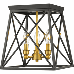 Z-Lite 447F11-MB-OBR Trestle Matte Black and Olde Brass Overhead Lighting