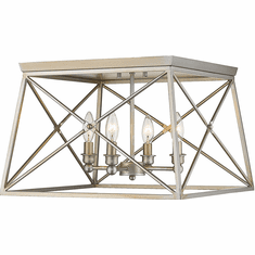 Z-Lite 447F18-AS Trestle Antique Silver Flush Ceiling Light Fixture