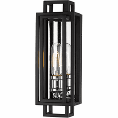 Z-Lite 454-1S-BK-CH Titania Modern Black / Chrome Light Sconce