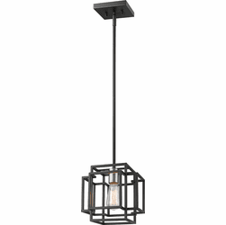 Z-Lite 454MP-BK-BN Titania Modern Black + Brushed Nickel Mini Hanging Pendant Light