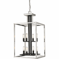 Z-Lite 456-8BN-BK Quadra Modern Brushed Nickel + Black 15" Foyer Lighting Fixture