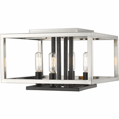 Z-Lite 456F-BN-BK Quadra Modern Brushed Nickel + Black Ceiling Light Fixture