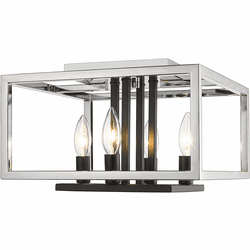 Z-Lite 456F-CH-BK Quadra Modern Chrome / Black Ceiling Light Fixture