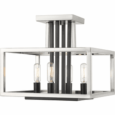 Z-Lite 456SF-BN-BK Quadra Modern Brushed Nickel + Black Flush Mount Lighting