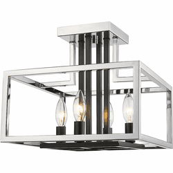 Z-Lite 456SF-CH-BK Quadra Contemporary Chrome / Black Ceiling Lighting Fixture