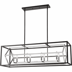 Z-Lite 457-8L-CH-MB Euclid Modern Chrome / Matte Black Kitchen Island Light