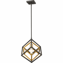 Z-Lite 457MP-OBR-BRZ Euclid Contemporary Olde Brass / Bronze Mini Hanging Pendant Light