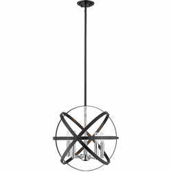 Z-Lite 463-18HBK-CH Cavallo Modern Hammered Black / Chrome 18" Drop Lighting Fixture