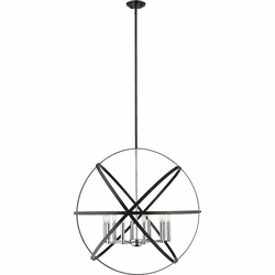 Z-Lite 463-36HBK-CH Cavallo Contemporary Hammered Black / Chrome 36" Hanging Pendant Lighting