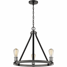 Z-Lite 472-3ABB Kirkland Contemporary Ashen Barnboard Mini Hanging Chandelier