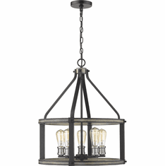 Z-Lite 472-5D-ABB Kirkland Contemporary Ashen Barnboard Hanging Pendant Light