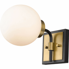 Z-Lite 477-1S-MB-OBR Parsons Contemporary Matte Black / Olde Brass Wall Sconce Lighting