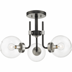 Z-Lite 477-3SF-MB-BN Parsons Contemporary Matte Black / Brushed Nickel Overhead Lighting Fixture