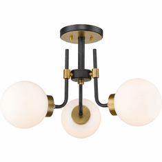 Z-Lite 477-3SF-MB-OBR Parsons Modern Matte Black / Olde Brass Ceiling Lighting