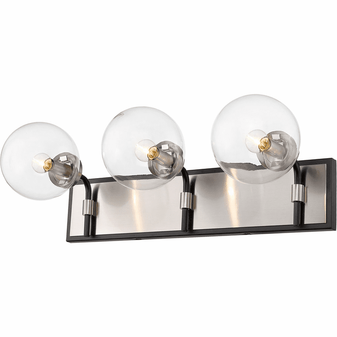 Z-Lite 477-3V-MB-BN Parsons Contemporary Matte Black / Brushed Nickel 3-Light Bathroom Vanity Light Fixture