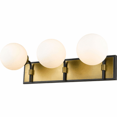Z-Lite 477-3V-MB-OBR Parsons Contemporary Matte Black / Olde Brass 3-Light Bathroom Wall Sconce