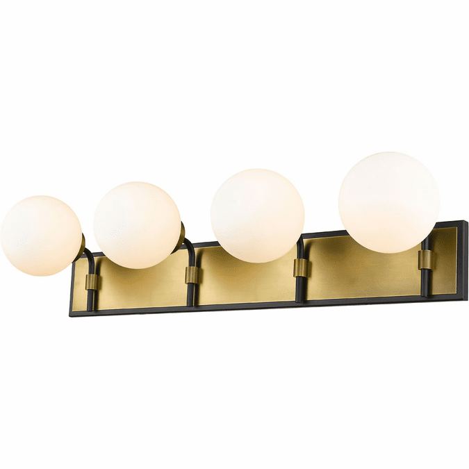 Z-Lite 477-4V-MB-OBR Parsons Contemporary Matte Black / Olde Brass 4-Light Vanity Lighting