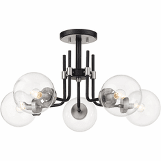 Z-Lite 477-5SF-MB-BN Parsons Contemporary Matte Black / Brushed Nickel Ceiling Light