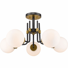 Z-Lite 477-5SF-MB-OBR Parsons Contemporary Matte Black / Olde Brass Ceiling Light Fixture