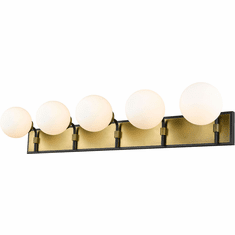 Z-Lite 477-5V-MB-OBR Parsons Modern Matte Black / Olde Brass 5-Light Vanity Light Fixture