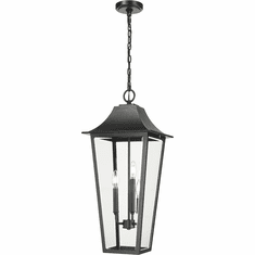 Z-Lite 5008CHXL-BK Gannon Black 12" Outdoor Hanging Pendant Lighting