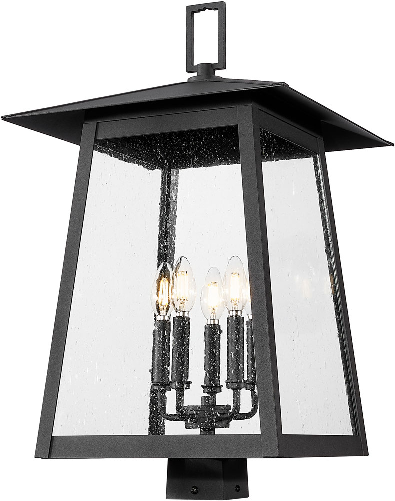 thumbnail image 2 of Z-Lite Outdoor Post Light - Black Metal With Matte Opal Glass Abbey Collection 2 of 11