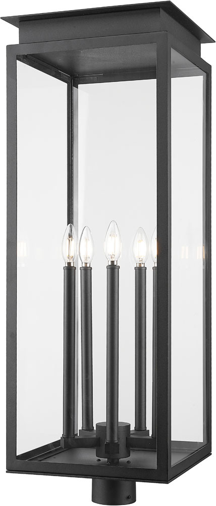 thumbnail image 2 of Z-Lite Outdoor Post Light - Black Metal With Matte Opal Glass Abbey Collection 2 of 11