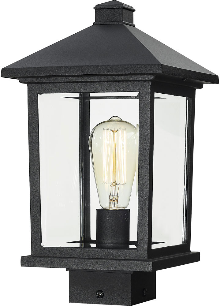 thumbnail image 2 of Z-Lite Outdoor Post Light - Black Metal With Matte Opal Glass Abbey Collection 2 of 11