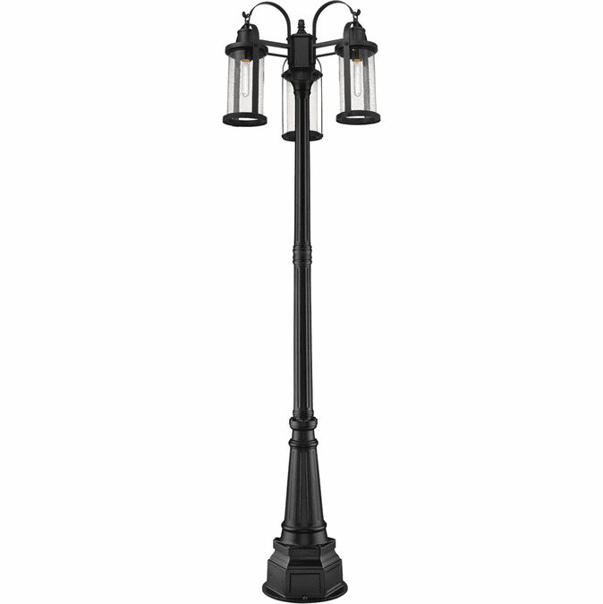Z-Lite 569MP3-564P-BK Roundhouse Black Exterior Post Lighting Fixture