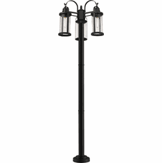 Z-Lite 569MP3-567P-BK Roundhouse Black Outdoor Lamp Post Light Fixture
