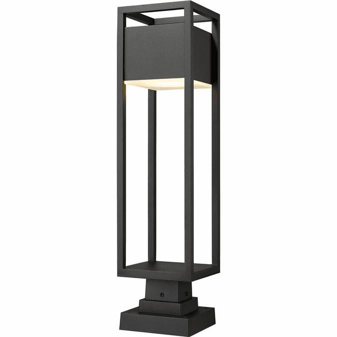 Z-Lite 585PHBS-SQPM-BK-LED Barwick Modern Black LED Outdoor Pier Mount