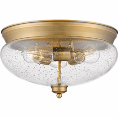 Z-Lite 722F3-HBR Amon Heritage Brass 15" Ceiling Light Fixture