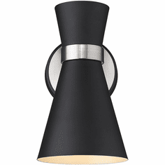 Z-Lite 728-1S-MB-BN Soriano Modern Matte Black / Brushed Nickel Wall Light Sconce