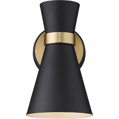 Z-Lite 728-1S-MB-HBR Soriano Modern Matte Black / Heritage Brass Wall Sconce Light