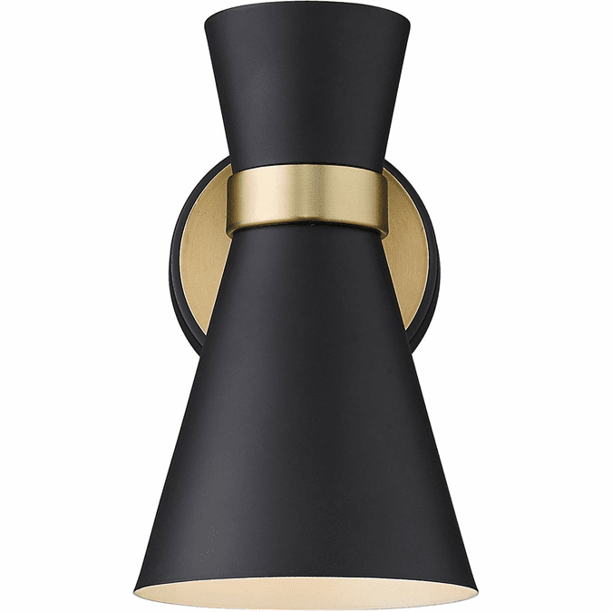 Z-Lite 728-1S-MB-HBR Soriano Modern Matte Black / Heritage Brass Wall Sconce Light