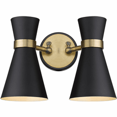 Z-Lite 728-2S-MB-HBR Soriano Modern Matte Black / Heritage Brass Wall Lamp