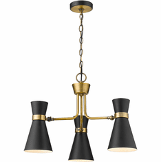 Z-Lite 728-3MB-HBR Soriano Contemporary Matte Black / Heritage Brass Mini Chandelier Light