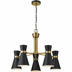 Z-Lite 728-5MB-HBR Soriano Contemporary Matte Black / Heritage Brass Lighting Chandelier