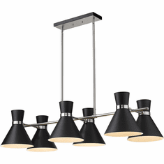 Z-Lite 728-6L-MB-BN Soriano Contemporary Matte Black / Brushed Nickel Kitchen Island Lighting
