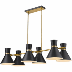 Z-Lite 728-6L-MB-HBR Soriano Modern Matte Black / Heritage Brass Kitchen Island Light